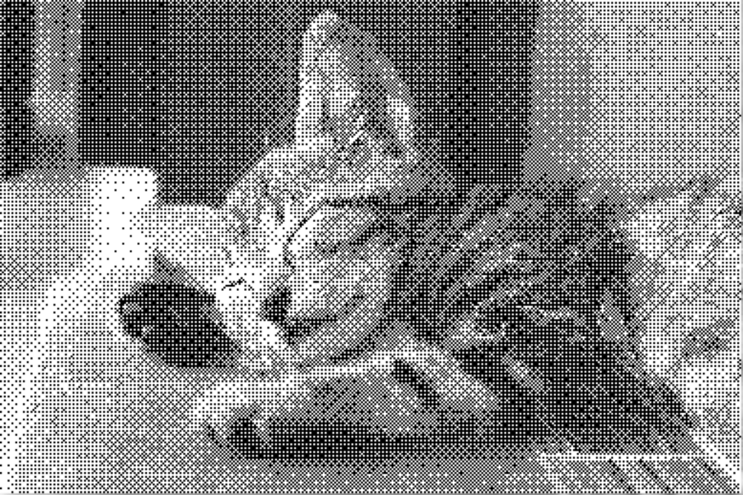 Dithered image simulating grayscale with black and white pixels